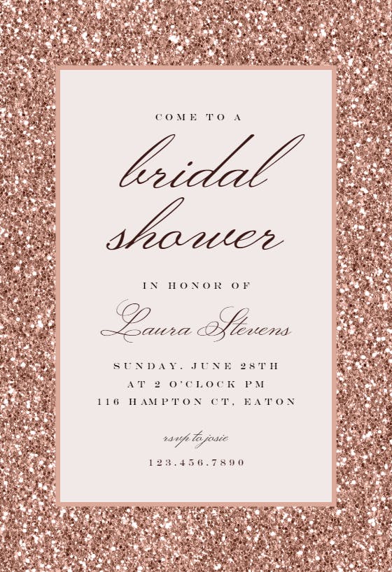 Rose Gold Glitter - Bridal Shower Invitation Template | Greetings Island