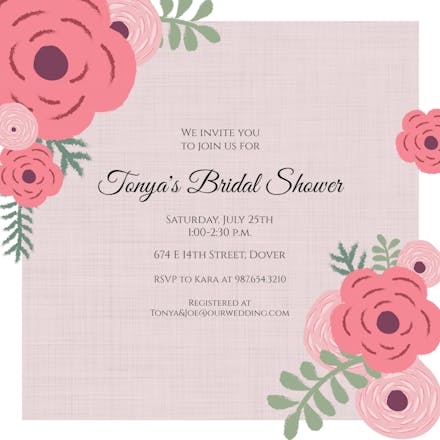 Roses on rose - bridal shower invitation