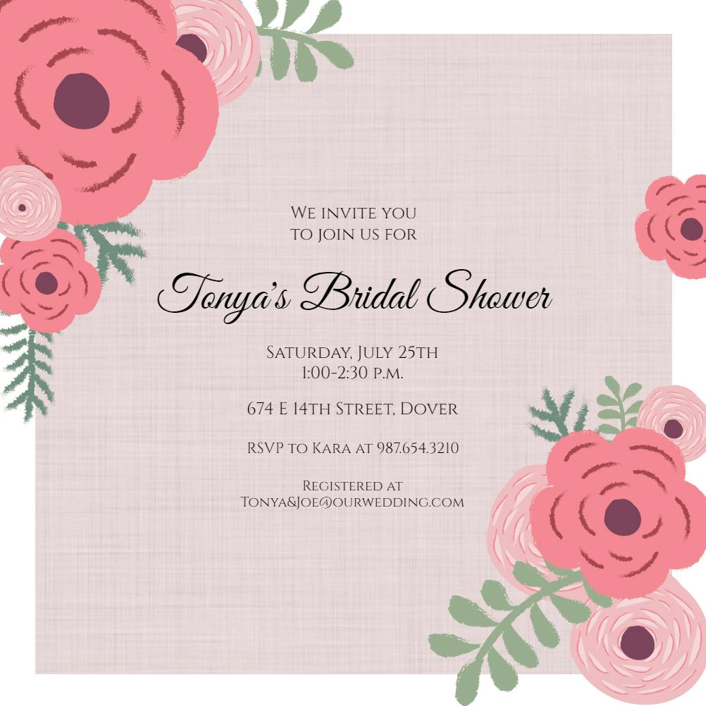 Roses on rose - bridal shower invitation
