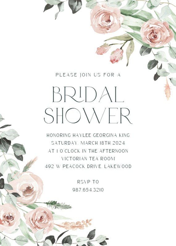 Rosey roses - bridal shower invitation