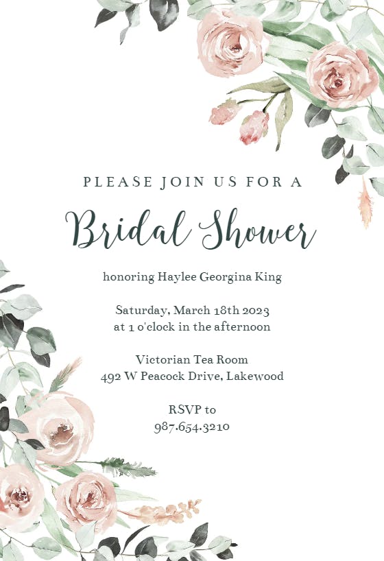 Rosey Roses - Bridal Shower Invitation Template | Greetings Island