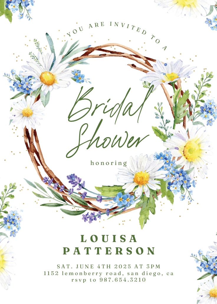 Rustic Daisies Bridal Shower Invitation Template Greetings Island