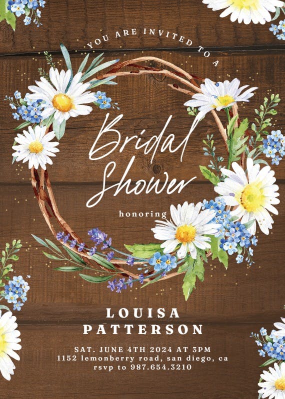 Rustic daisies - bridal shower invitation