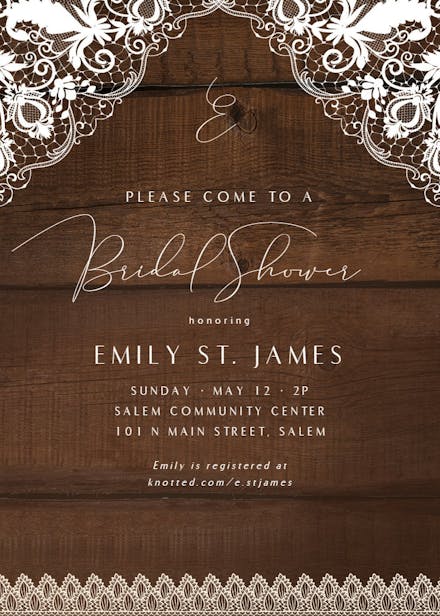 Rustic lace - bridal shower invitation