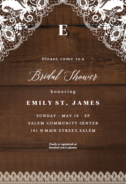 Rustic Lace - Bridal Shower Invitation