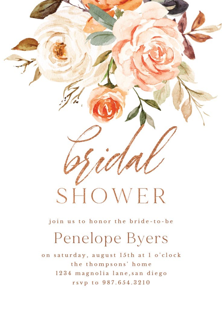 Rustic roses - bridal shower invitation