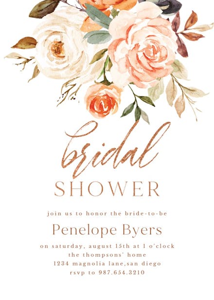 Rustic roses - bridal shower invitation