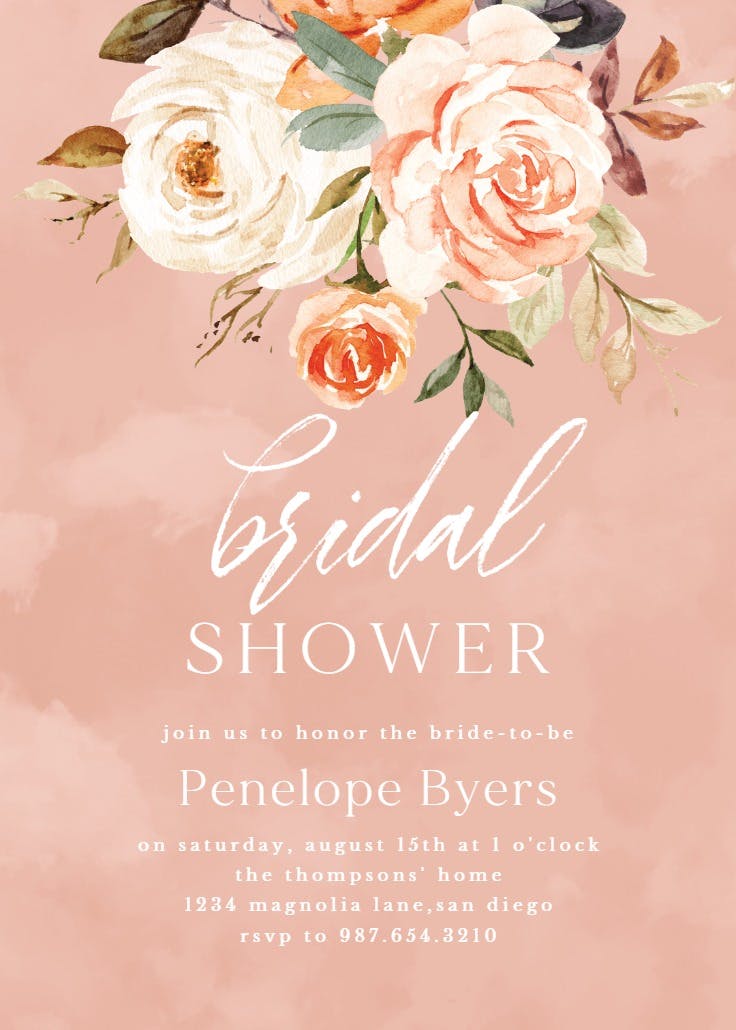 Rustic roses - bridal shower invitation