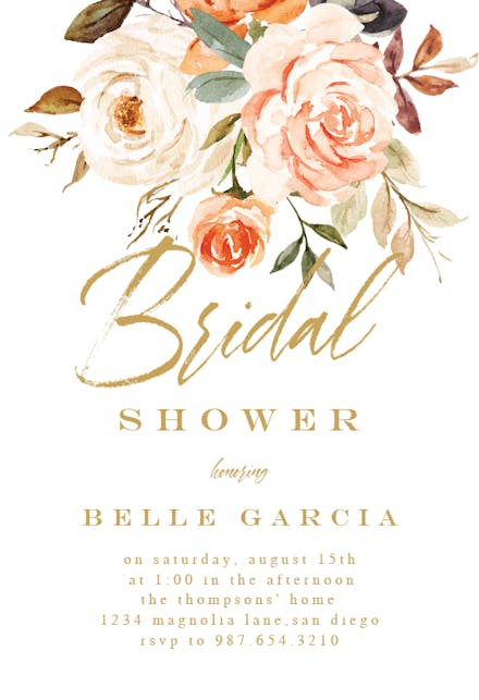 Rustic roses - bridal shower invitation