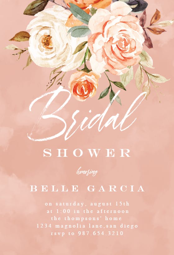 Rustic roses - bridal shower invitation