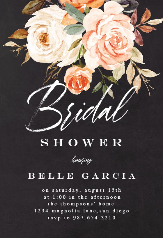 Rustic roses -  invitación para bridal shower