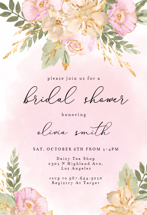 Soft Floral - Bridal Shower Invitation Template | Greetings Island