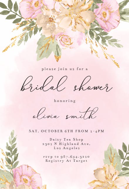 Soft Floral - Bridal Shower Invitation Template | Greetings Island