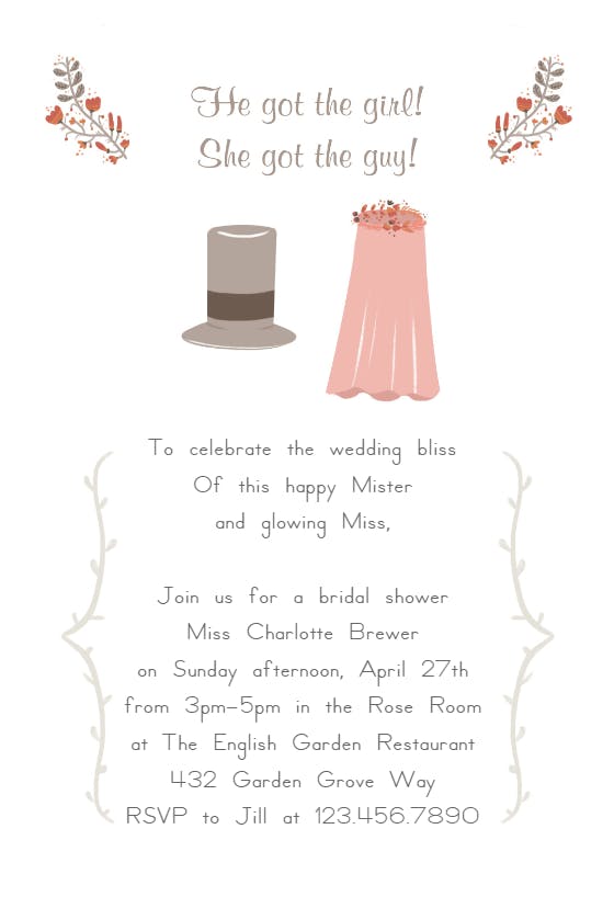 She got the guy - bridal shower invitation