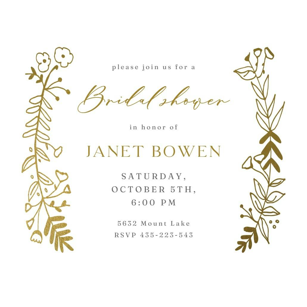 Side by side gold - bridal shower invitation