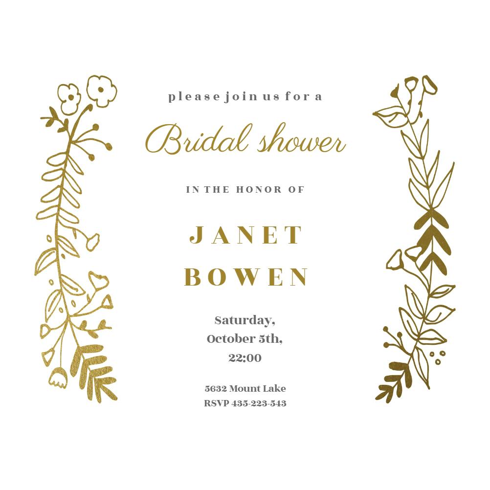 Side by side gold - bridal shower invitation