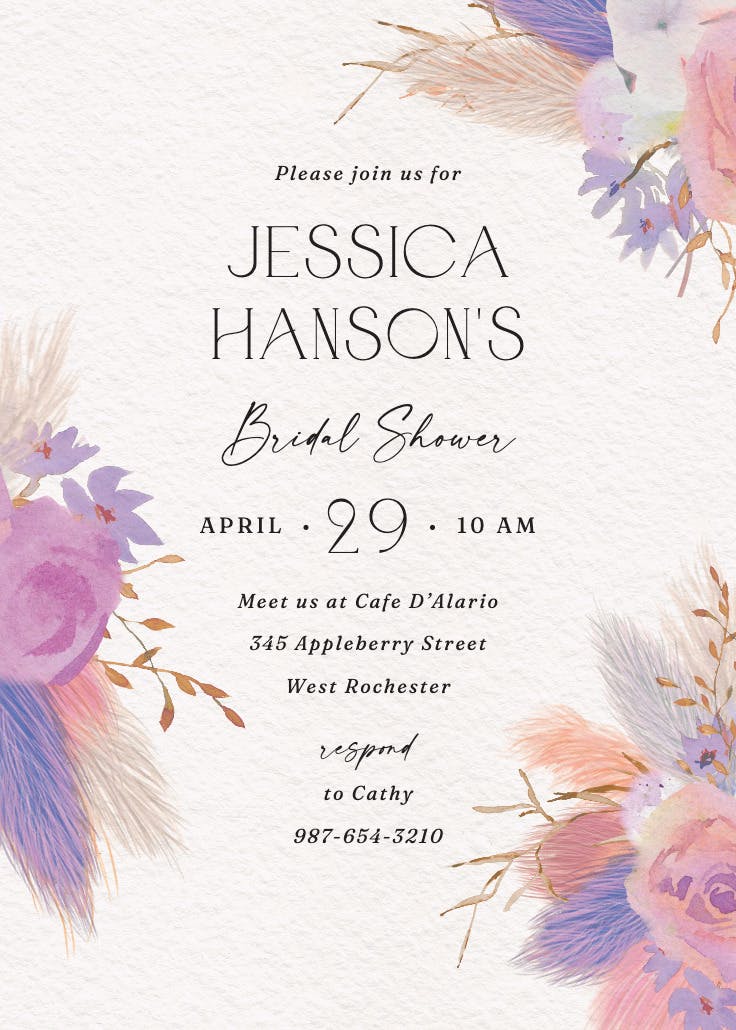 Simple bouquet - bridal shower invitation