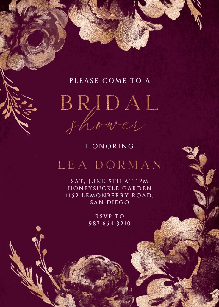 Simple Burgundy Blush - Bridal Shower Invitation Template | Greetings ...