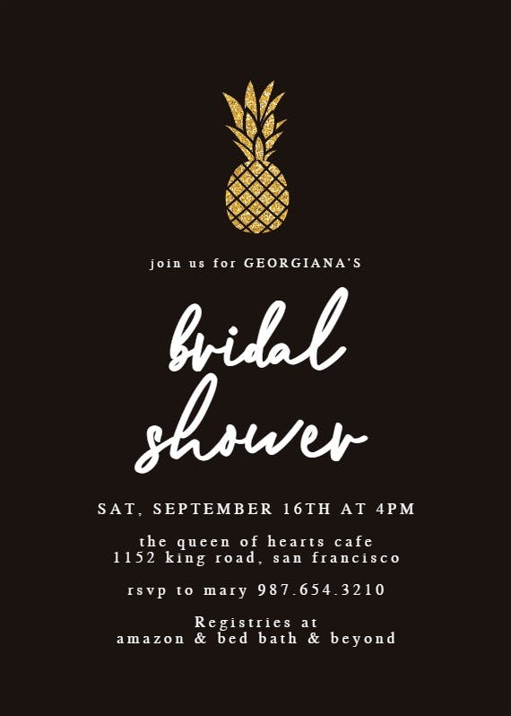 Simple gold pineapple - bridal shower invitation
