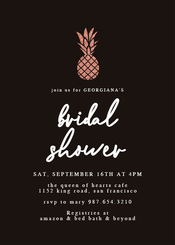 Simple gold pineapple -  invitación para bridal shower