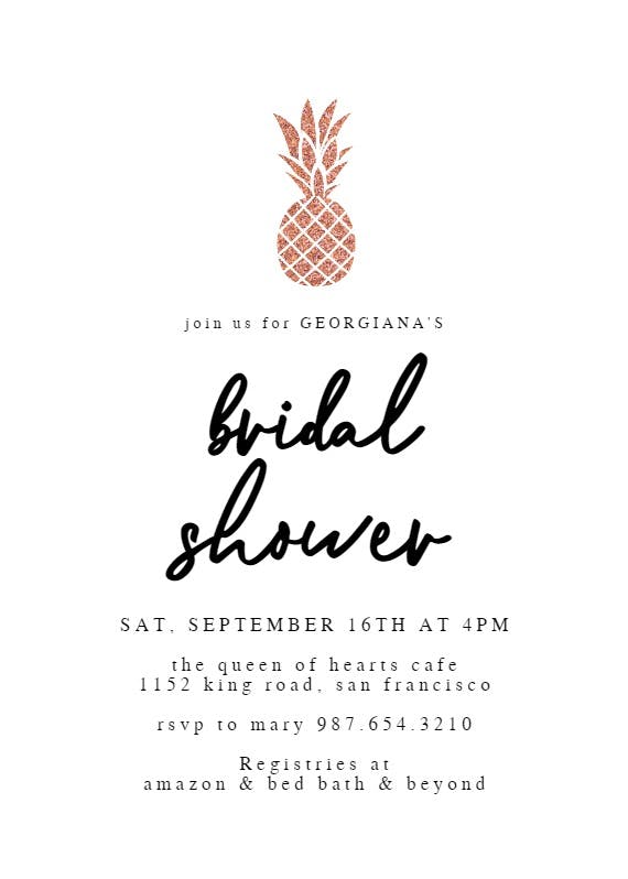 Simple gold pineapple -  invitación para bridal shower