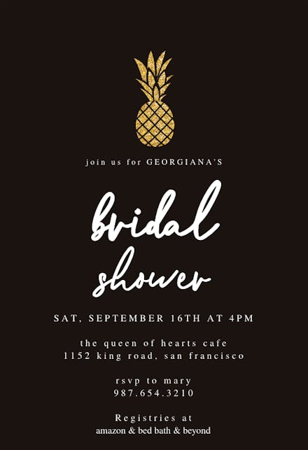 Simple Gold Pineapple - Bridal Shower Invitation