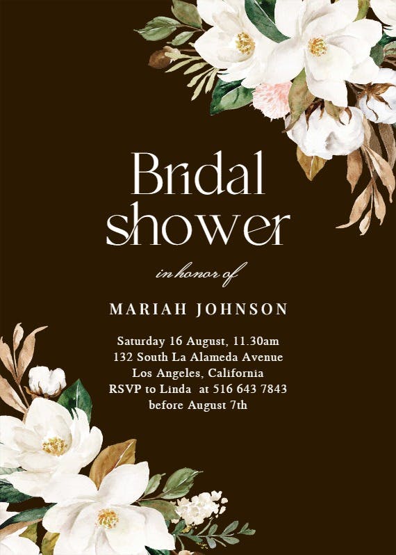 Simple magnolia - bridal shower invitation