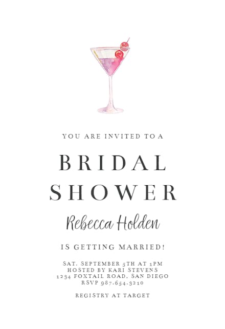 Simple Martini - Bridal Shower Invitation