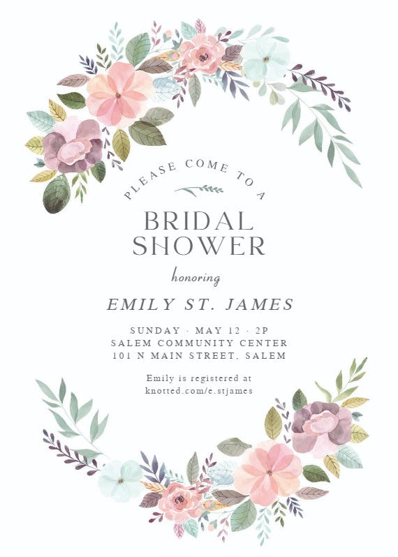 Soft floral -  invitación para bridal shower