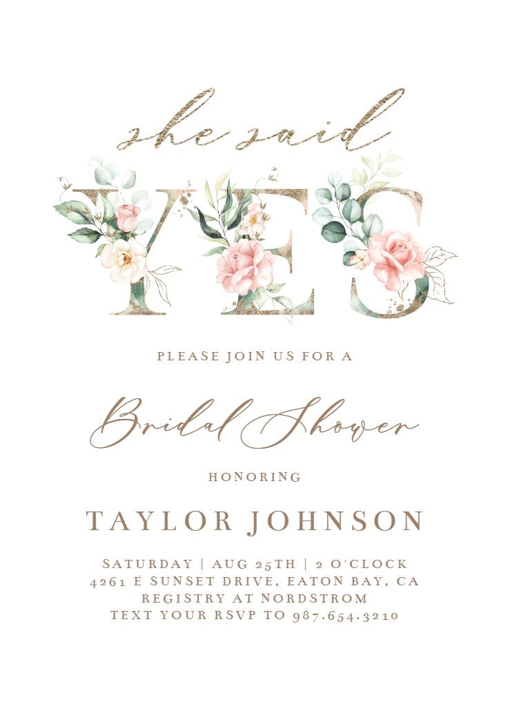 Soft roses - bridal shower invitation