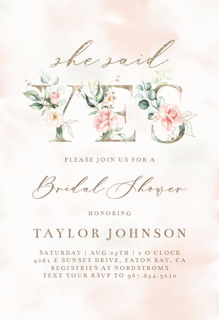 Soft roses - bridal shower invitation