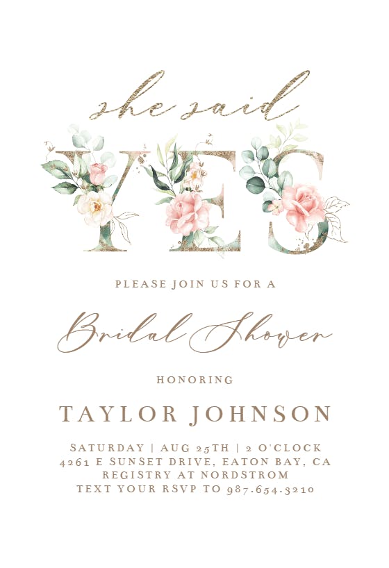 Soft roses -  invitación para bridal shower