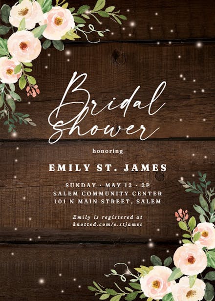 Sparkling Rustic Floral - Bridal Shower Invitation Template | Greetings ...