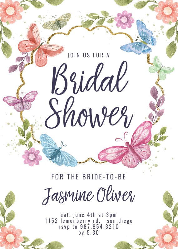 Spring butterflies - bridal shower invitation