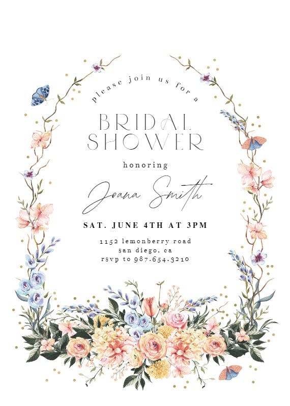 Spring dusty frame -  invitación para bridal shower