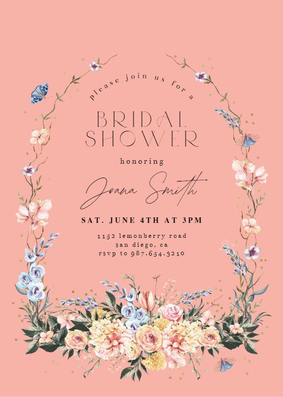 Spring dusty frame -  invitación para bridal shower