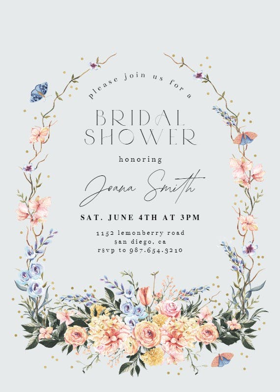 Spring dusty frame - bridal shower invitation