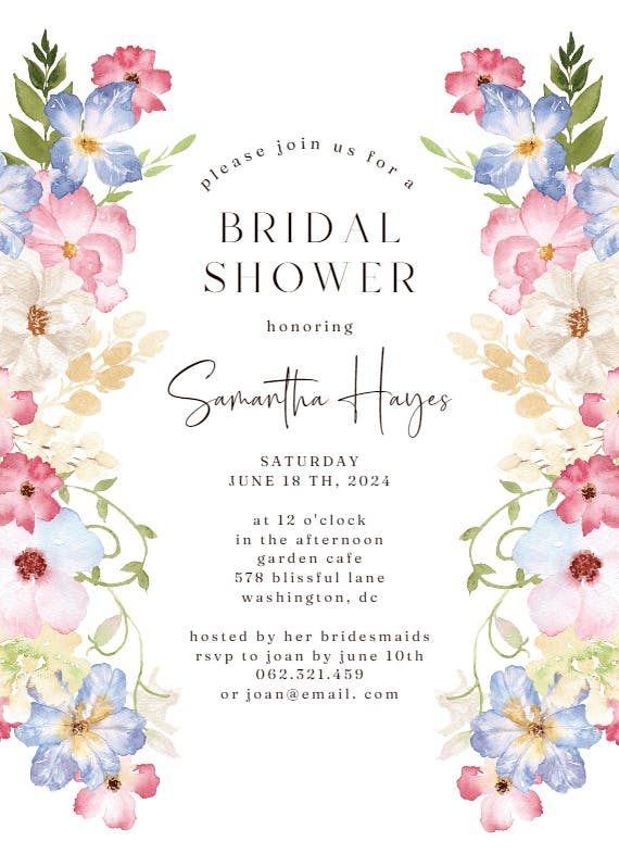 Spring fairy flower -  invitación para bridal shower