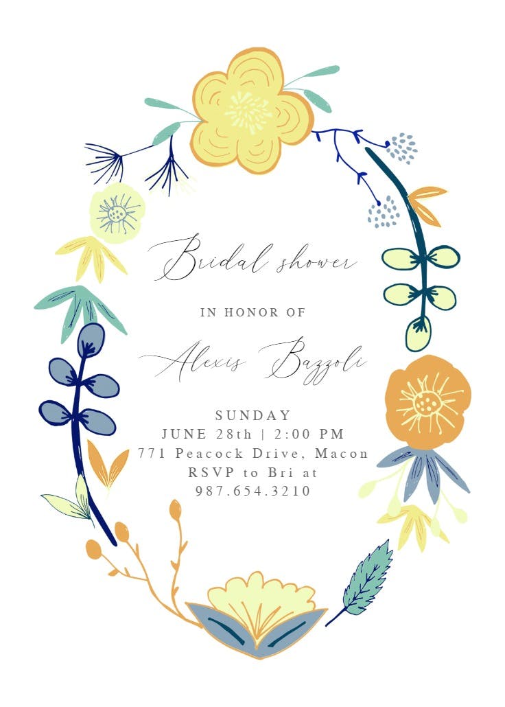 Spring flowers - invitación para bridal shower