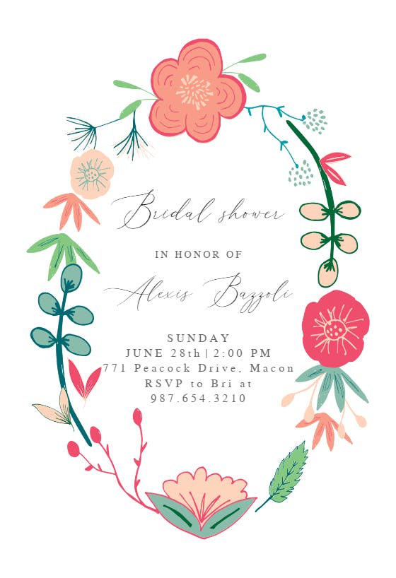 Spring flowers - bridal shower invitation