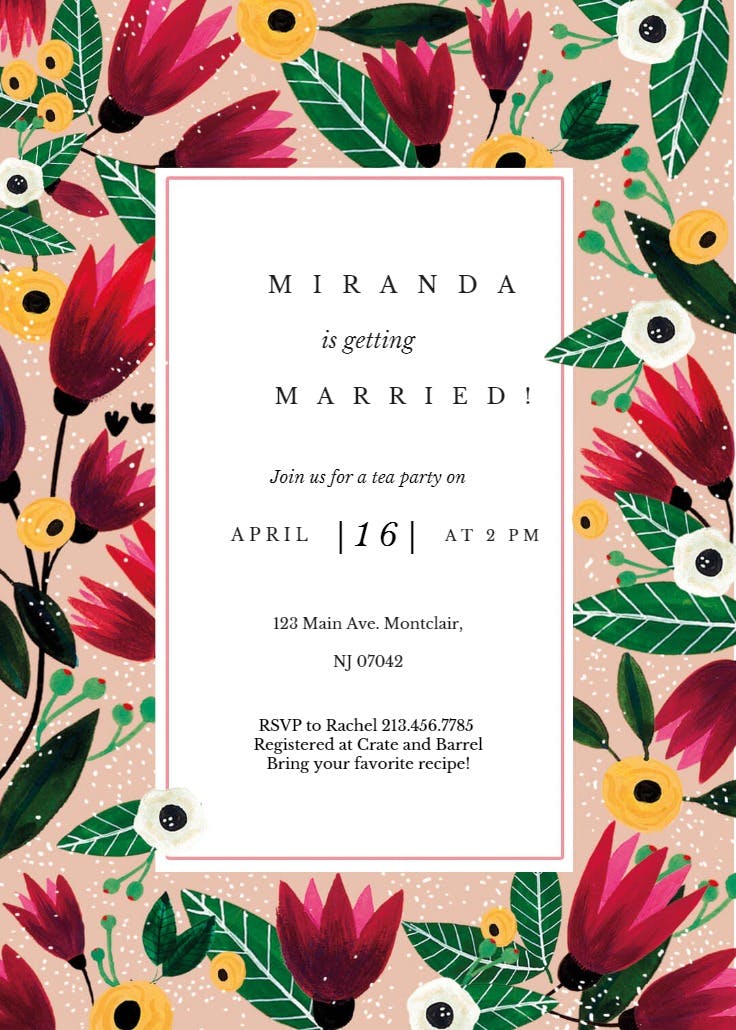 Spring hug - invitación para bridal shower