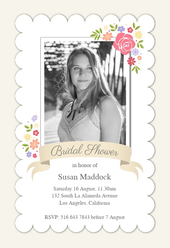 Stamped photo phrame - bridal shower invitation