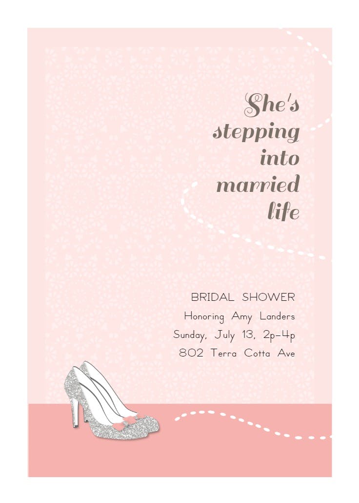 Stepping in to marriage - bridal shower invitation