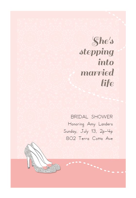 Stepping in to marriage - bridal shower invitation