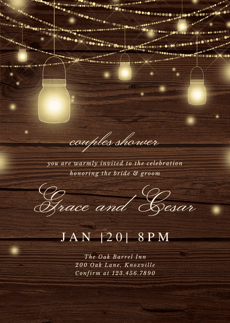 Strings of lights - bridal shower invitation