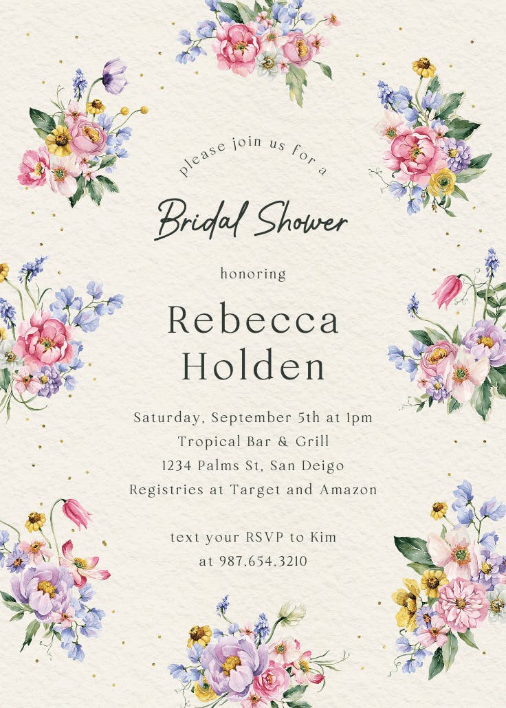 Subtle bouquets - invitación para bridal shower