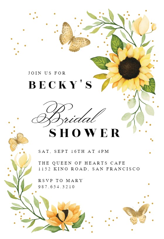 Sunflower corner - bridal shower invitation