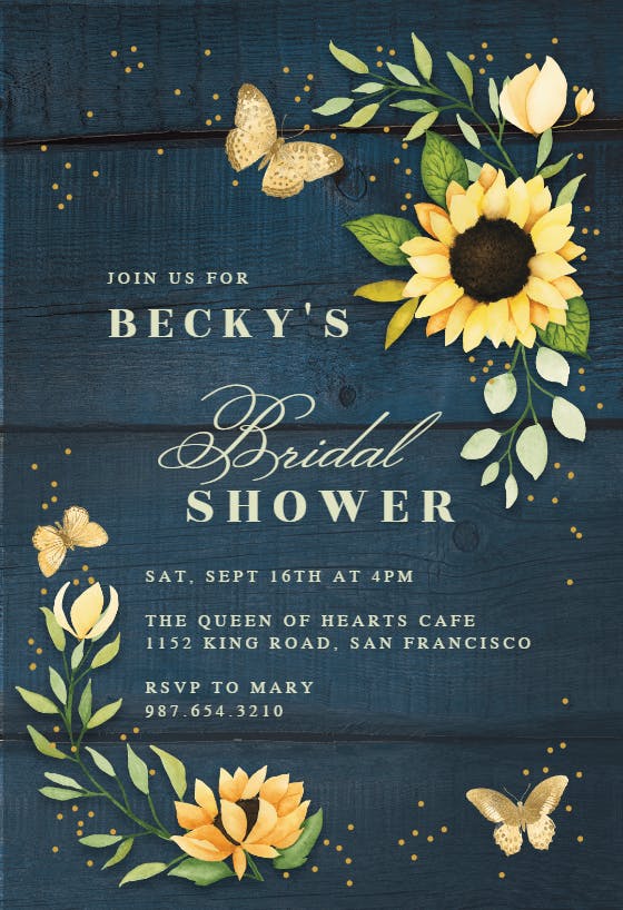 Sunflower corner -  invitación para bridal shower