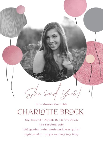 Surrealism balloons - bridal shower invitation