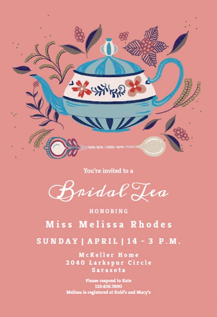 Tasteful Teapots Bridal Shower Invitation Template Free Bridal Shower Invitation Template Free